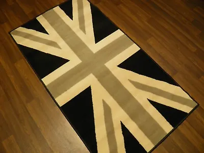 Top Quality Novelty 80x150cm Approx 5x3ft Woven Rugs/mat Union Jack Design Black • £19.99