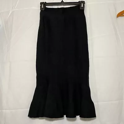 Hera Collection Black Midi Mermaid Ruffle Pencil Skirt Side Zipper Size S 20-24” • $18
