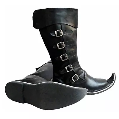 Long Leather Boots Medieval Renaissance Shoes LARP Viking Warrior Shoes • £95.99