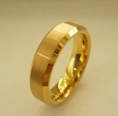 6mm TUNGSTEN CARBIDE With Gold Plated MEN'S COMFORT FIT WEDDING BAND RING SZ5-13 • $21.84