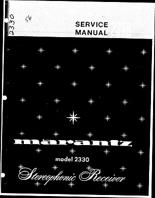 Service Manual Instructions For Marantz 2330 • $14.76