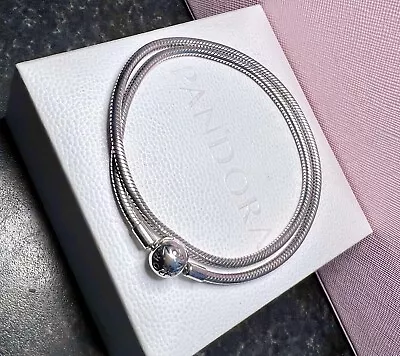 Genuine Pandora Moments Snake Chain Necklace Silver ALE 925 42cm Boxed • £42