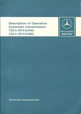 Shop Manual Automatic Transmission Service Repair Mercedes Book 722 81-96 • $99.95