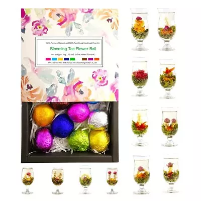 12 Assorted Blooming Flower Tea Balls Gift Set| Handmade Herbal Flowering Tea • $18.52