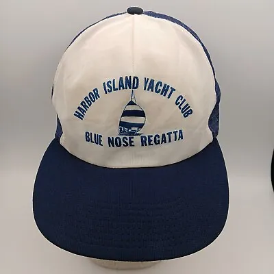 Vintage Harbor Island Yacht Club Hat Trucker Cap Snapback Blue Nose Regatta Rare • $37.99