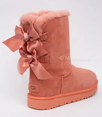 US Size 9 - UGG Women's Bailey Bow Satin Suede Leather In Claypot • $134.85