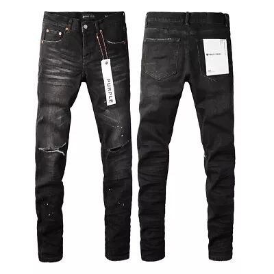 Black New Purple Brand Men's Personality Fashion Ripped Jeans • $89.99