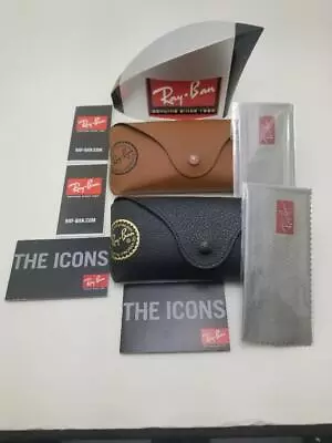 2 -Ray Ban Sunglasses Leather Style Cases W/ Booklets And Cloth -Medium-2 CASES • $19.79