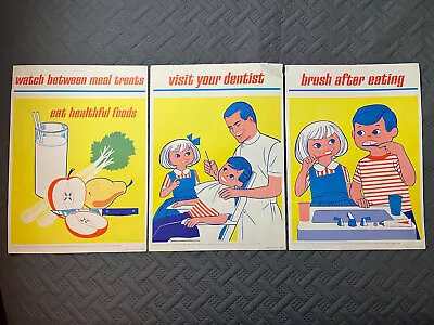 3 Vintage 1964 American Dental Association Posters ADA 13”x18”Teeth Dentist • $8.88