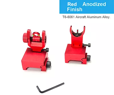 Red Fiber Optic Iron Sights Flip Up Iron Sights Front And Rear Sight Picatinny • $29.99