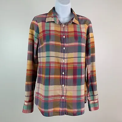 J. Crew Sz 6 S Shirt Button Front Long Sleeve The Boy Shirt Plaid Women • $13.99