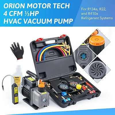 $86.88 • Buy OMT 4cfm Vacuum Pump Tool Kit For HVAC Refrigerant Evacuation Recharging More