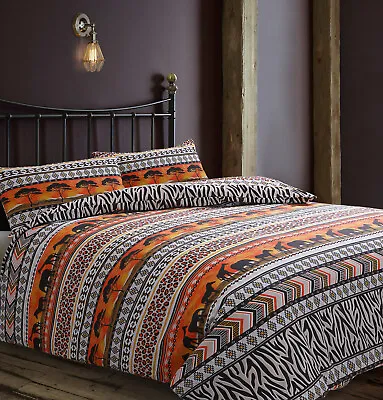 Safari Animal Duvet Cover And Pillowcases Leopard Striped Reversible Bedding Set • £11.95