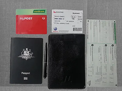 $9.98 • Buy JL Men's Real Genuine Leather Passport Sleeve Travel Credit Card Wallet Black