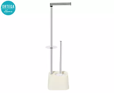 Toilet Paper & Brush Holder Stand Set - Silver/White • $7.47