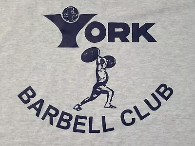 York Barbell Club Vintage Gray Champion Tee XL 23 X 25 90s Used Great Condition • $129.95