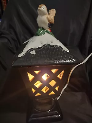 Vintage Christmas Around The World Lighted Lantern Lamp Post Bird Holly 13 ½”  • $34.99