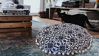 Round Pouf “Cover Only” Throw Pillows Floor Cushion Covers 18  X 18  Poufmdc27 • $21.41