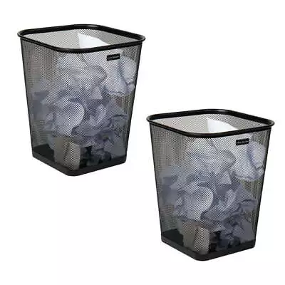 Waste Paper Basket Square Office Metal Mesh 9.75 L X 9.75 W X 12.25 H US • $18