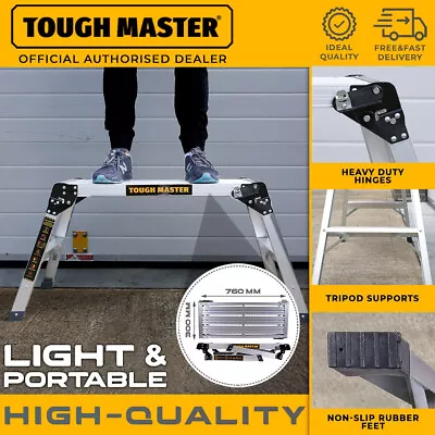 Heavy Duty Aluminium Hop Up Step Ladder Folding Stool Work Bench Platform 760MM • £48.99