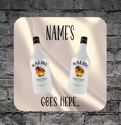 Malibu Gift Add Name Malibu Gift Coaster Drink Gift Birthday Gift For Her • £5.49