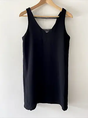$16 • Buy Mango MNG Black Dress Size 8 Sleeveless Silver Beads Accent Party Women's