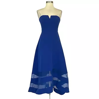 Aidan Mattox Women's Formal Dress Size 0 Blue Strapless High-Low Evening Gown • $69.99