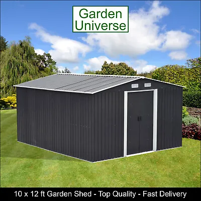 Garden Shed Metal Storage Grey Garden Universe 10'x12' Inc Base Frame GS10-12AN • £499.99