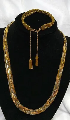 VTG GoldTone Braided Necklace  & Tassel Bracelet (Adjustable) - Set  • $15