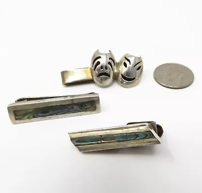 NYJEWEL Vintage Sterling Silver Tie Clasp Lot Of Three • $0.99