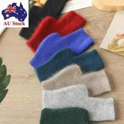 Fingerless Mink Cashmere Gloves Wool Warm Gloves Knitted Wool Glove  Autumn • $12.13