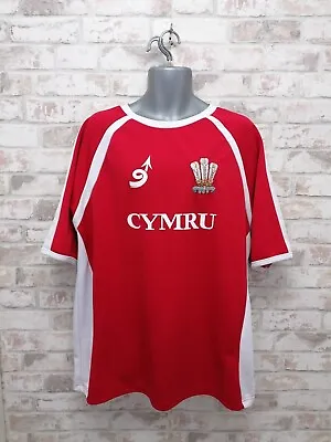 Red Wales Short Sleeve Rugby Shirt UK Men's Size UK XL But Pit To Pit Is 25in • £12.95