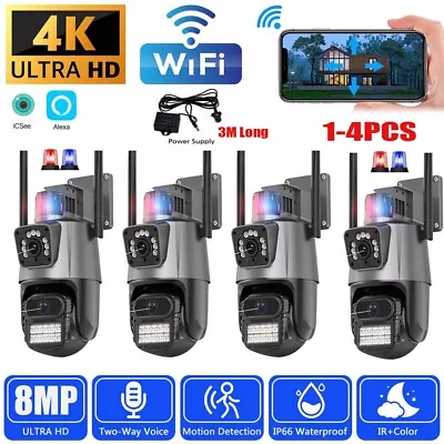 4K Wireless 8MP WiFi IP Camera Outdoor Dual Lens CCTV Home Security PTZ IR Cam • £110.99