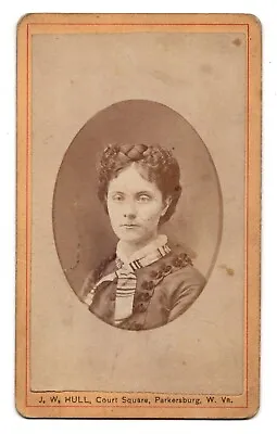 ANTIQUE CDV CIRCA 1870s J.W. HULL GORGEOUS YOUNG LADY PARKERSBURG  W. VIRGINIA • $14.99