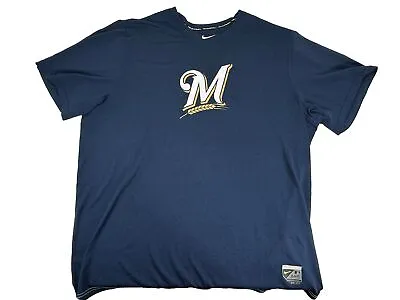 Mens XXL Nike Dri-Fit Milwaukee Brewers MLB Blue T-Shirt • $8.95