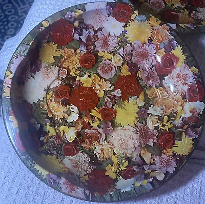 2 Vintage Daher Decorated Ware Floral 10” Round Tin Bowls 11101 England Made • $12.99