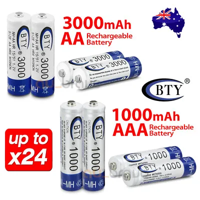 4-24x 3000mAh AA/1000mAh AAA Rechargeable Battery NI-MH 1.2V Recharge Batteries • $8.85
