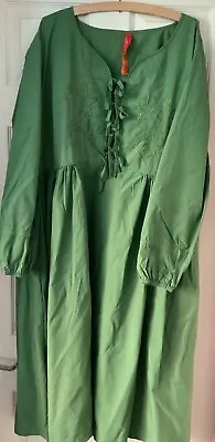 Ewa I Walla Stunning Green Cotton  Edwardian Style Dress L BNWOT • £75