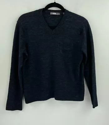 Vince XL Sweater Merino Wool Linen Blend Blue Boxy Cropped Womens B18-07 • $18.80