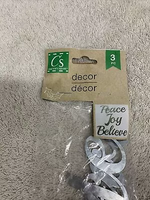 Crafters Square Galvanized Metal Words-3.5x9.5- Peace Joy Believe”-NIP • $7