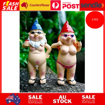 2 PCS Naked Gnomes Statues 4.7 Inch Naughty Garden Gnome Funny Statue For Home  • $13.24