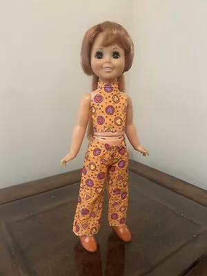 Vintage 1970 Ideal Crissy Velvet Mia Dina Doll Custom Orange Halter Top Outfit • $19