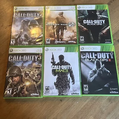 XBOX 360 VCALL OF DUTY Lot Of 6 Black Ops 1 & 2 Modern Warfare 2&3 With Cases • $35