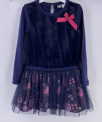 Dollie & Me Girls Dress Size 8 Blue Pink Hearts Birds Sparkly Tulle  • $8.49