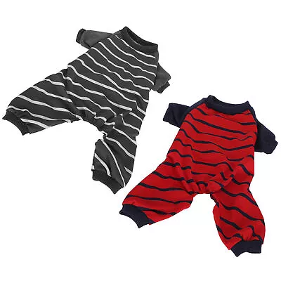 £2.90 • Buy Pet Long Sleeve Jumpsuit Dog Puppy Bodysuit Soft Stripe Shirt Clothes Outfit New