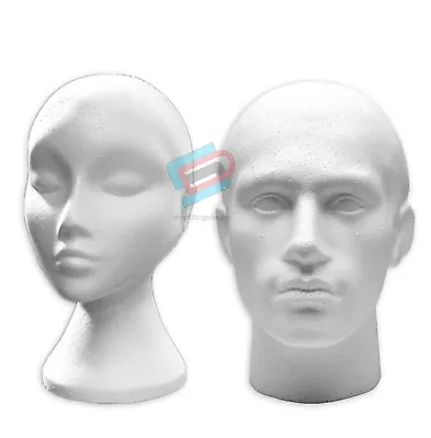 £15.99 • Buy Female & Male Mannequin Display Head Polystyrene Hat Scarf Mask Display 