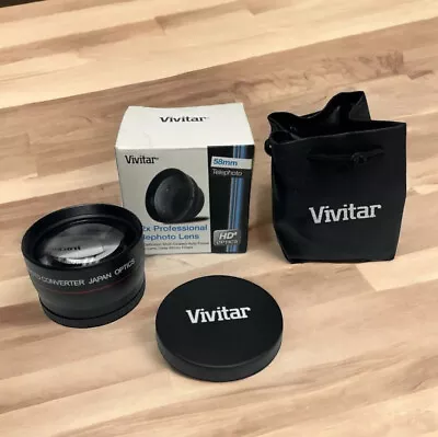 Vivitar Camera Lens 2.2X 58mm Pro Telephoto Lens 58mm HD4 Optics With Case NEW • $14