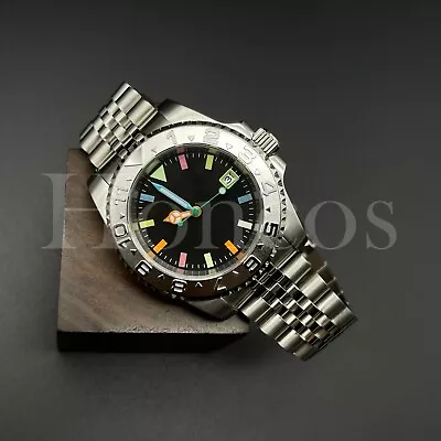 Custom Watch NH35 Auto Movement Yacht Master Style Rainbow Marker SIL Bezel • $199.99