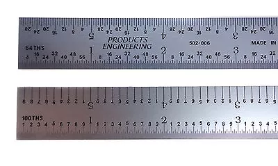 PEC USA 12  Rigid Satin 5R (1/10 1/100 1/32 1/64) Machinist Ruler/rule Scale • $39.99