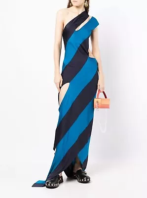 MARNI DIAGONAL STRIPE PATTERN DRESS IN BLUE BNWT SIZE 10 RRP £1050 Maxi Dress • £450